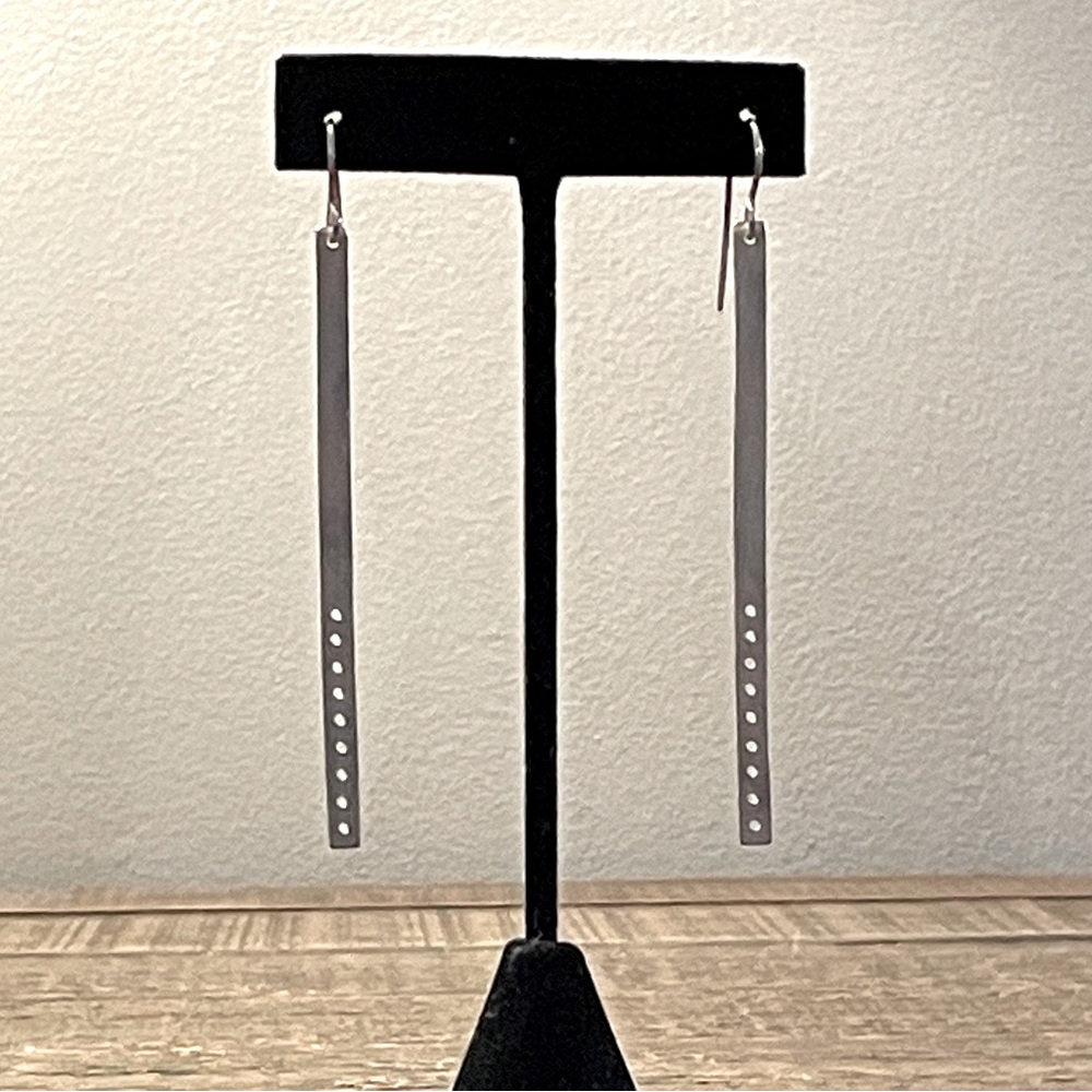 Matte Sterling Silver 3.5” Drop Earrings